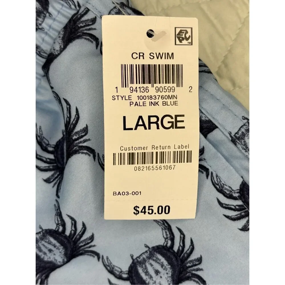 NWT Club Room crab toile printed light blue swim trunks - L
